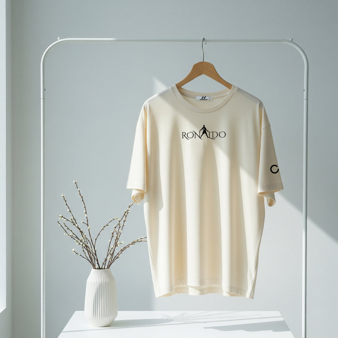 CR7 Unleashed beige Oversized Tee – Limited Edition